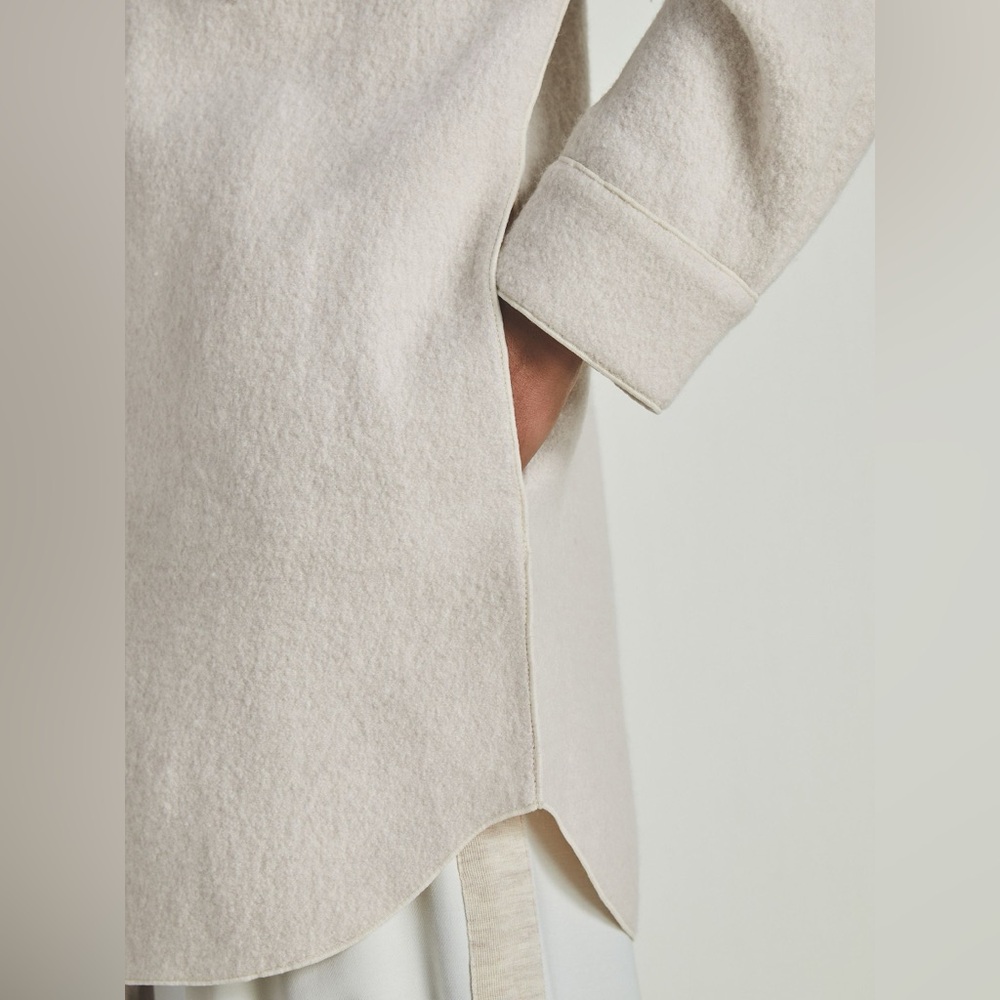 NWT REISS x Les 100 Ciels Boiled Wool Bouclé Overshirt in Cream - Picture 4 of 11